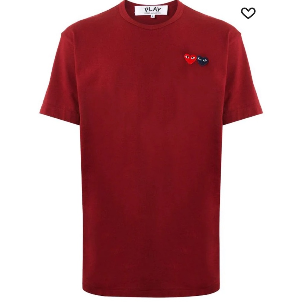 Comme des garcons play burgundy tshirt